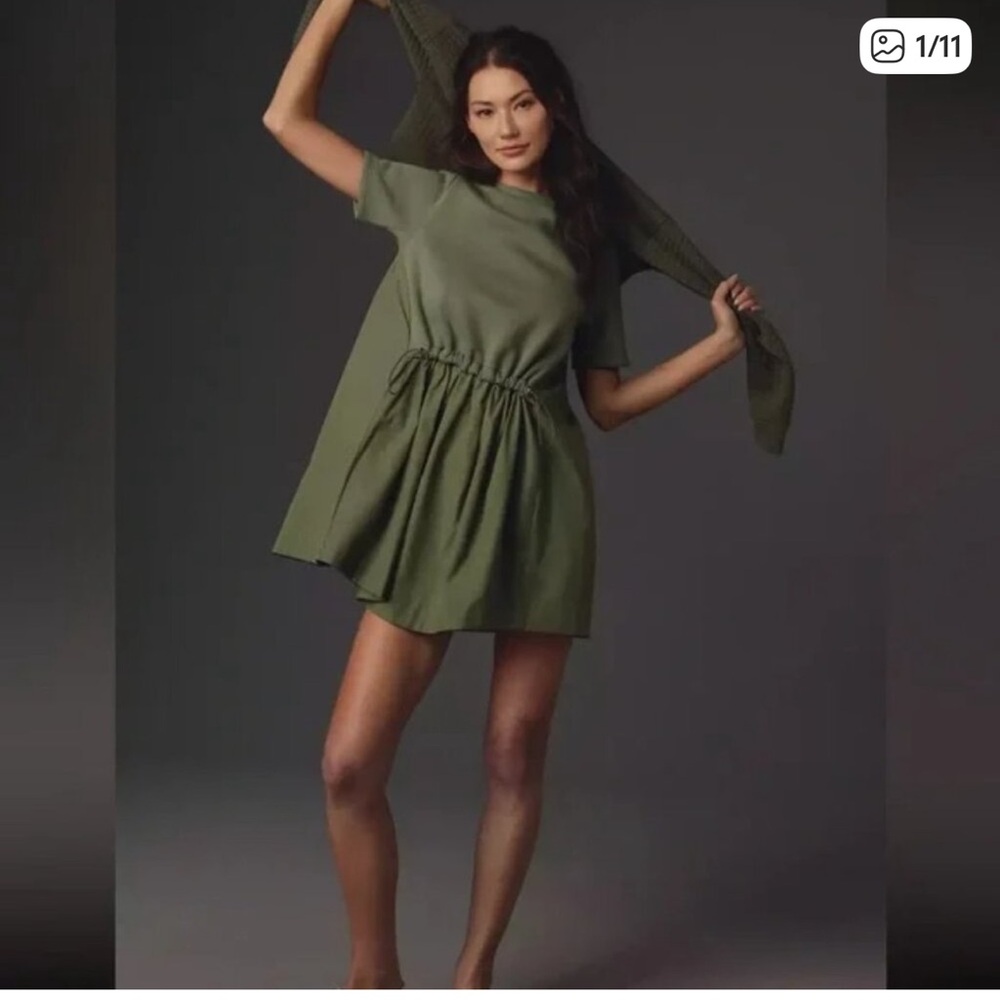05 Anthropologie Pilcro Short-Sleeve Sweatshirt Twofer Mini Dress Size Medium